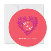 HeartyParty Raspberry and Magenta Damask Heart