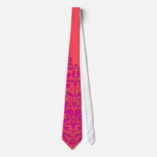 HeartyParty Raspberry and Magenta Damask Heart Tie