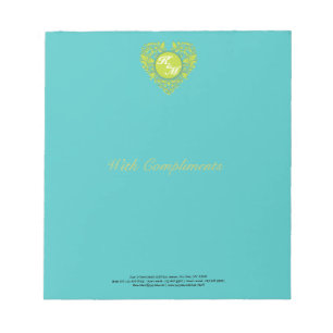 HeartyParty Turquoise and Lime Damask Heart Notepad