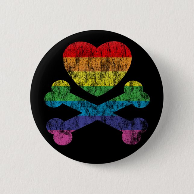 heartz and bones. 6 cm round badge (Front)