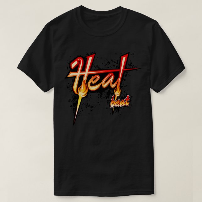 Heat and Beat Ultra Grunge UHD Flames Typography T-Shirt (Design Front)