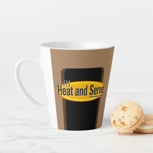 Heat and Serve Black Text Gfx Latte Mug (In Situ)