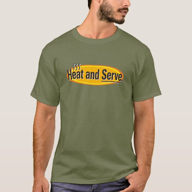 Heat and Serve Black Text Gfx T-Shirt (Front)