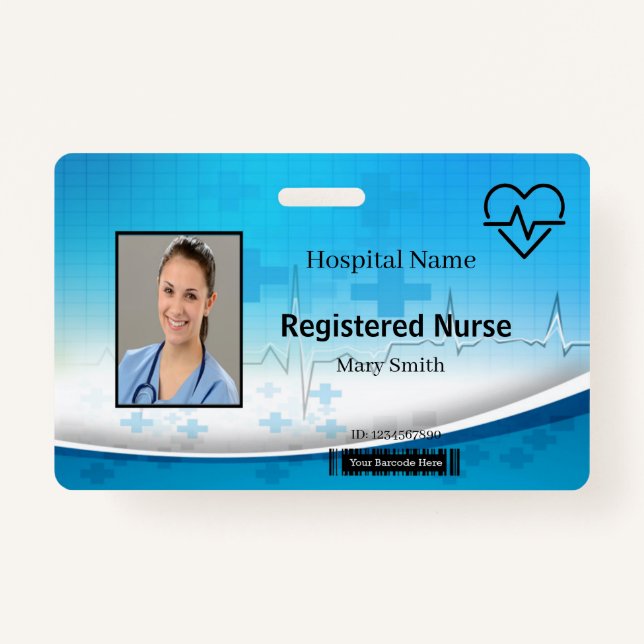 Heat Beat Lifeline Cross Medical Photo ID ID Badge (Front)