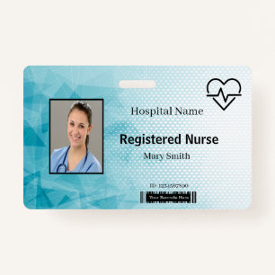 Heat Beat Lifeline Geometric Medical Photo ID ID Badge