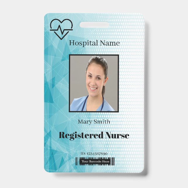 Heat Beat Lifeline Geometric Vertical Photo ID Badge (Front)