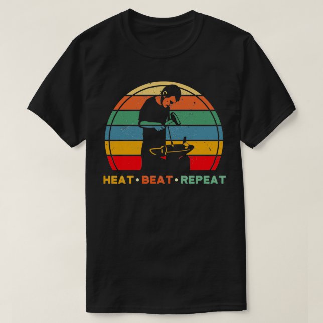 Heat Beat Repeat Blacksmith Blacksmith Art Retro S T-Shirt (Design Front)
