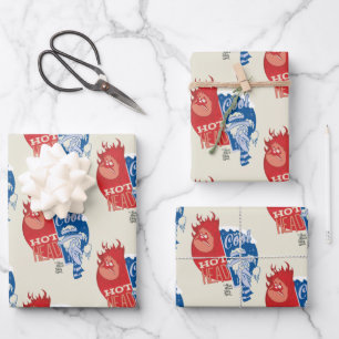 Heat Miser Hot Head & Snow Miser Mr. Cool Wrapping Paper Sheet