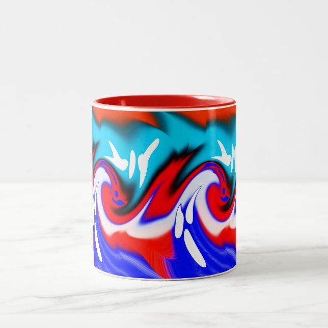 Heat waves art Two-Tone coffee mug (Center)