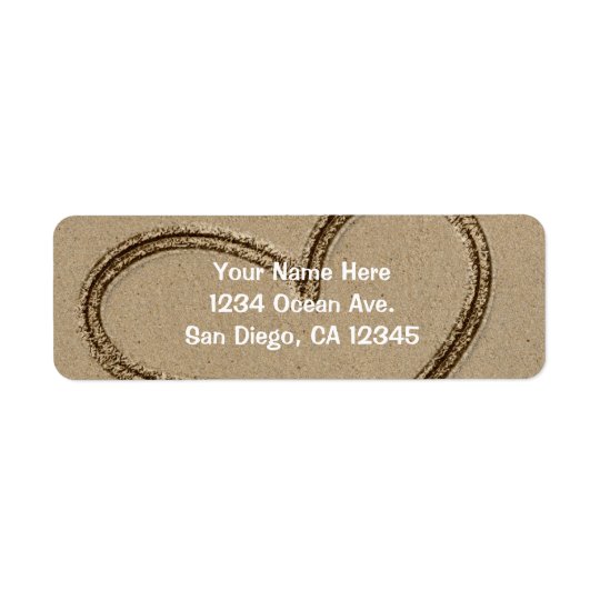 Heat Writing in Sand Wedding Love Address Label