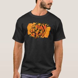 Heated Tiger Head Abstract Colorful Tiger Artwork T-Shirt