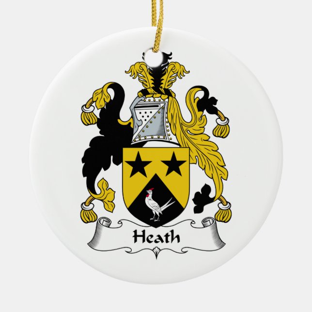 Heath Family Crest Ceramic Tree Decoration (Front)