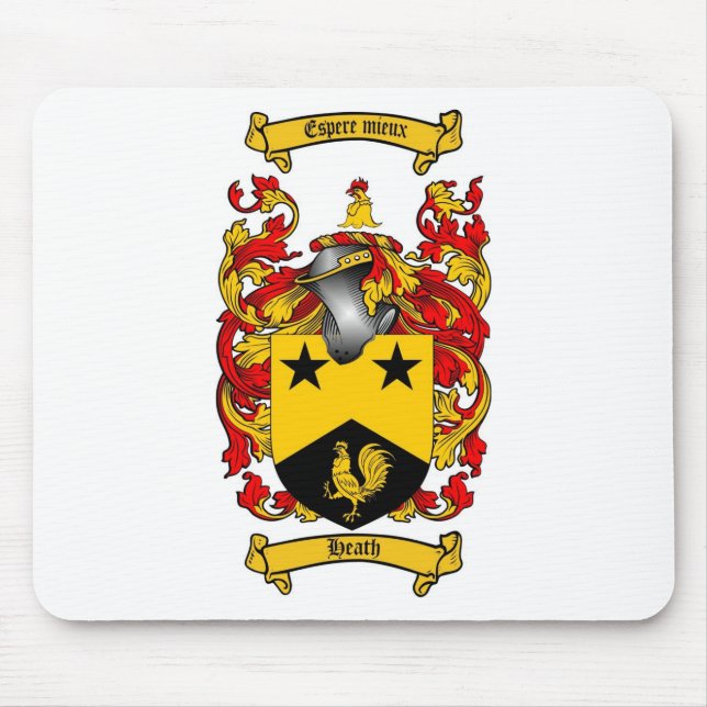HEATH FAMILY CREST -  HEATH COAT OF ARMS MOUSE MAT (Front)