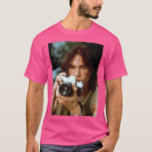 Heath Ledger With Vintage Camera White Background T-Shirt