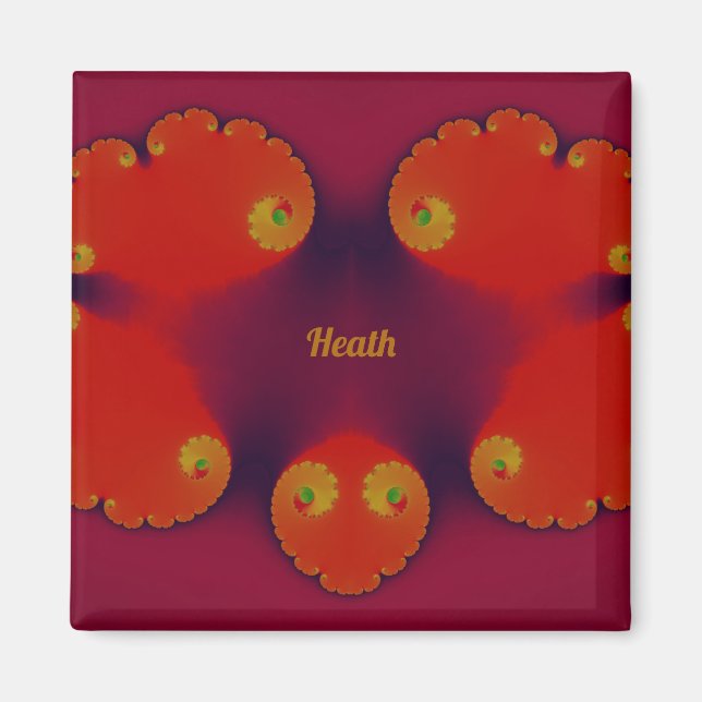 HEATH ~ Red Scarlet Blue and Yellow Pattern ~  Magnet (Front)