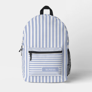 Heather and White Vintage Striped Name Printed Backpack