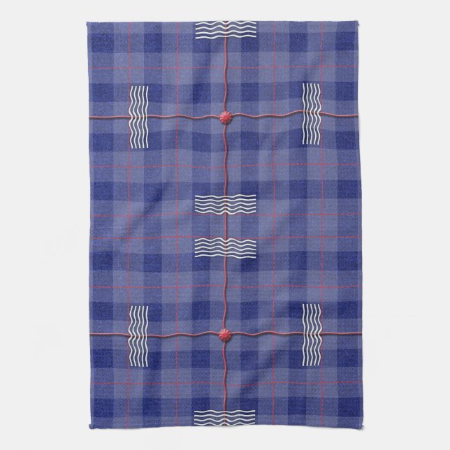 Heather Blue Plaid Tea Towel (Vertical)