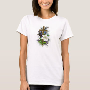 Heather Circle Top w/Blue Flower Cross