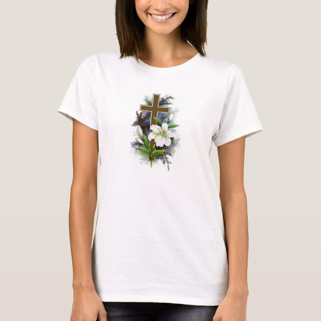 Heather Circle Top w/Blue Flower Cross (Front)