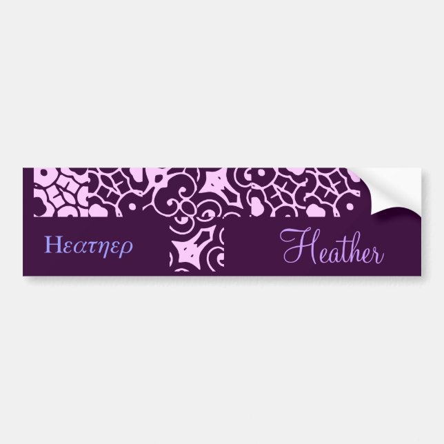 Heather Designer Name Bumper Sticker (Front)