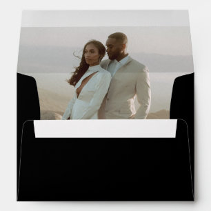 Heather Elegant Black Minimal Modern Wedding Envelope