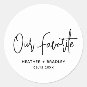 Heather Elegant Black White Minimal Modern Wedding Classic Round Sticker