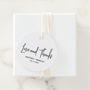 Heather Elegant Black White Minimal Modern Wedding Favour Tags