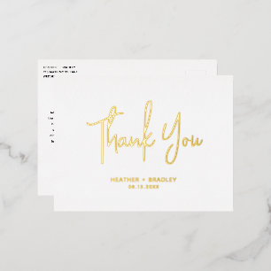 Heather Elegant Black White Minimal Modern Wedding Foil Invitation Postcard