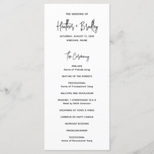 Heather Elegant Black White Minimal Modern Wedding Programme