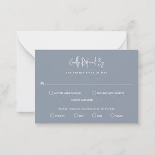 Heather Elegant Dusty Blue Minimal Modern Wedding Card