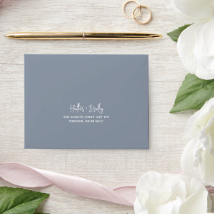 Heather Elegant Dusty Blue Minimal Modern Wedding Envelope