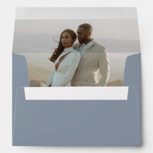 Heather Elegant Dusty Blue Minimal Modern Wedding Envelope