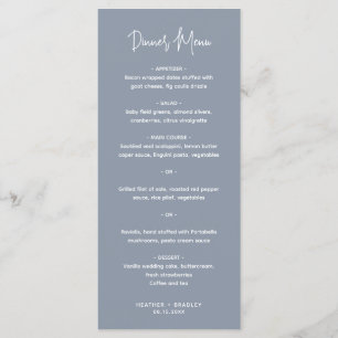 Heather Elegant Dusty Blue Minimal Modern Wedding Menu