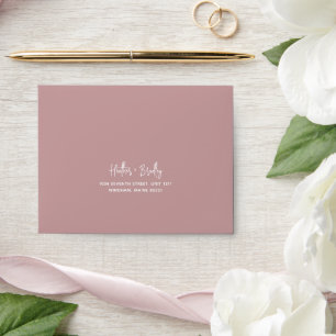 Heather Elegant Dusty Rose Minimal Modern Wedding Envelope