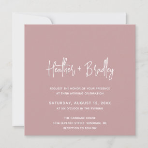 Heather Elegant Dusty Rose Minimal Modern Wedding Invitation