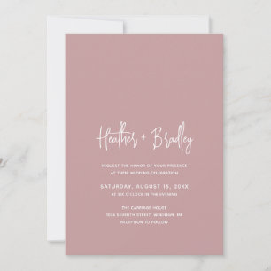 Heather Elegant Dusty Rose Minimal Modern Wedding Invitation