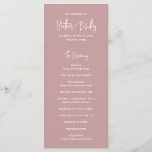 Heather Elegant Dusty Rose Minimal Modern Wedding Programme