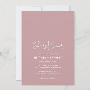 Heather Elegant Dusty Rose Modern Rehearsal Dinner Invitation