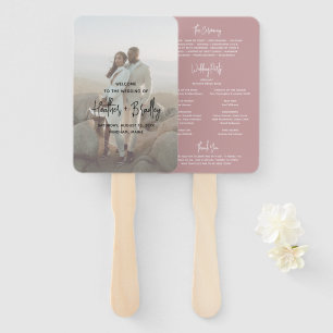 Heather Elegant Dusty Rose Modern Wedding Program Hand Fan