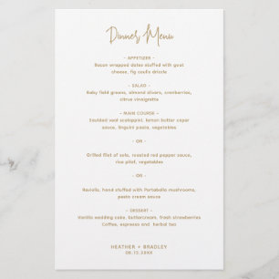 Heather Elegant Gold Minimal Modern Wedding Menu