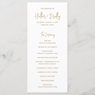 Heather Elegant Gold Minimal Modern Wedding Programme