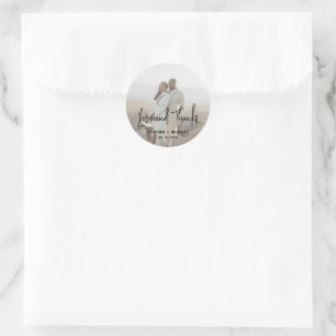 Heather Elegant Minimal Modern Wedding Classic Round Sticker