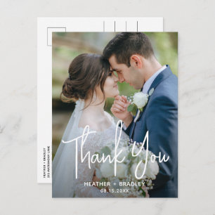 Heather Elegant Minimal Modern Wedding Thank You Postcard