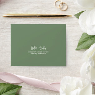 Heather Elegant Sage Green Minimal Modern Wedding Envelope