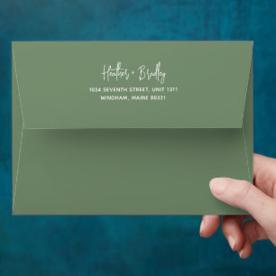 Heather Elegant Sage Green Minimal Modern Wedding Envelope