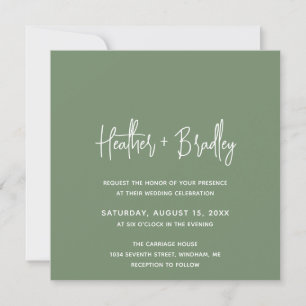 Heather Elegant Sage Green Minimal Modern Wedding Invitation