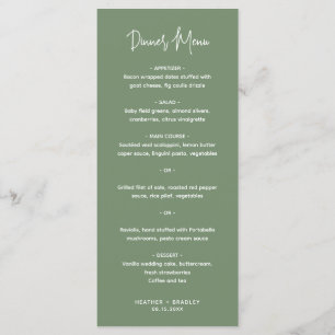 Heather Elegant Sage Green Minimal Modern Wedding Menu