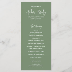 Heather Elegant Sage Green Minimal Modern Wedding Programme