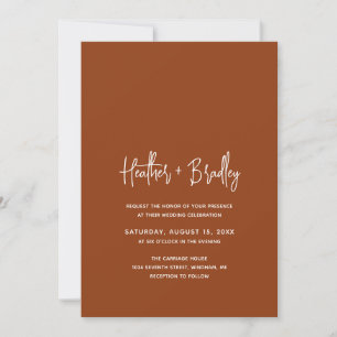 Heather Elegant Terracotta Minimal Modern Wedding Invitation