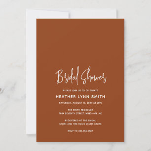 Heather Elegant Terracotta Modern Bridal Shower Invitation